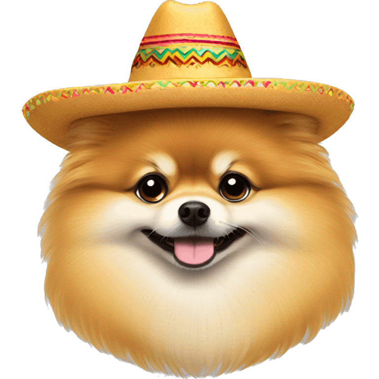 Pomeranian wearing a sombrero emoji