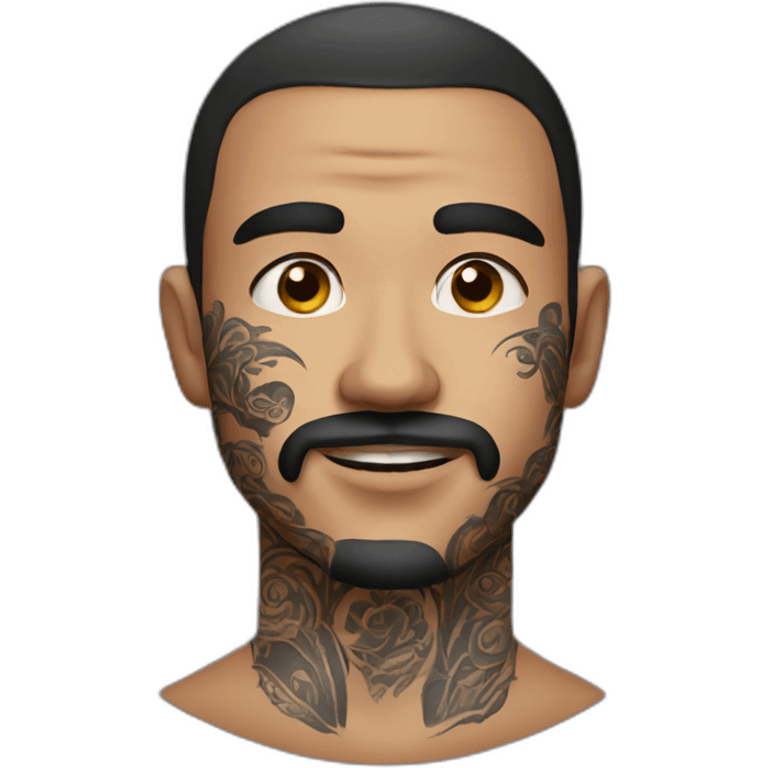 A man with tattoo on his face and a square chin. emoji