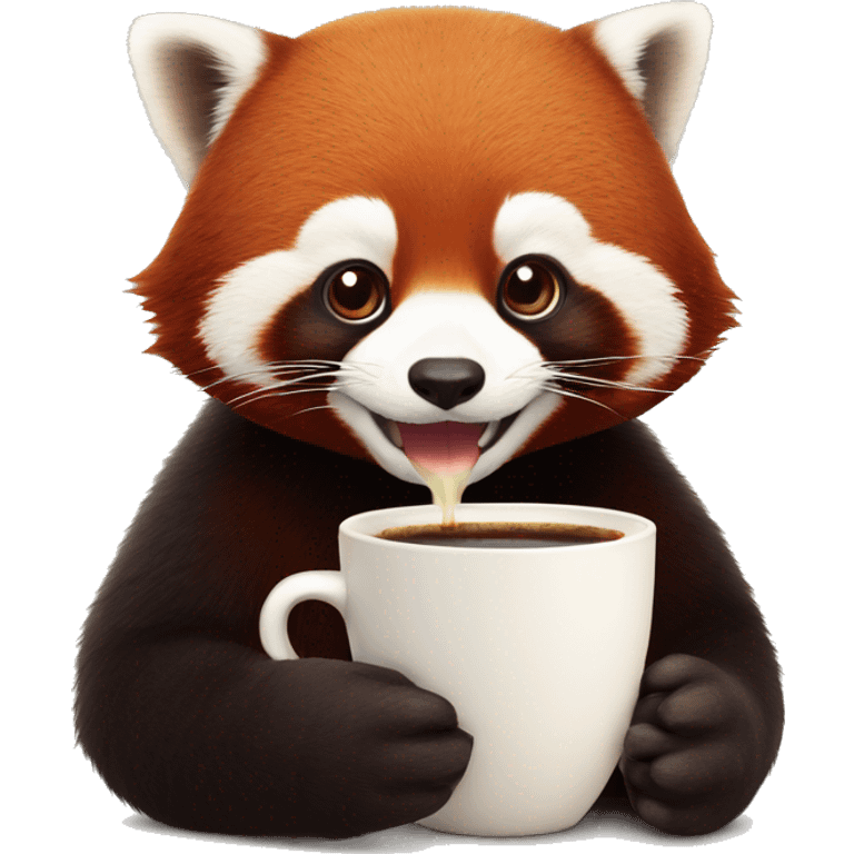 red panda qui fait une pause café emoji