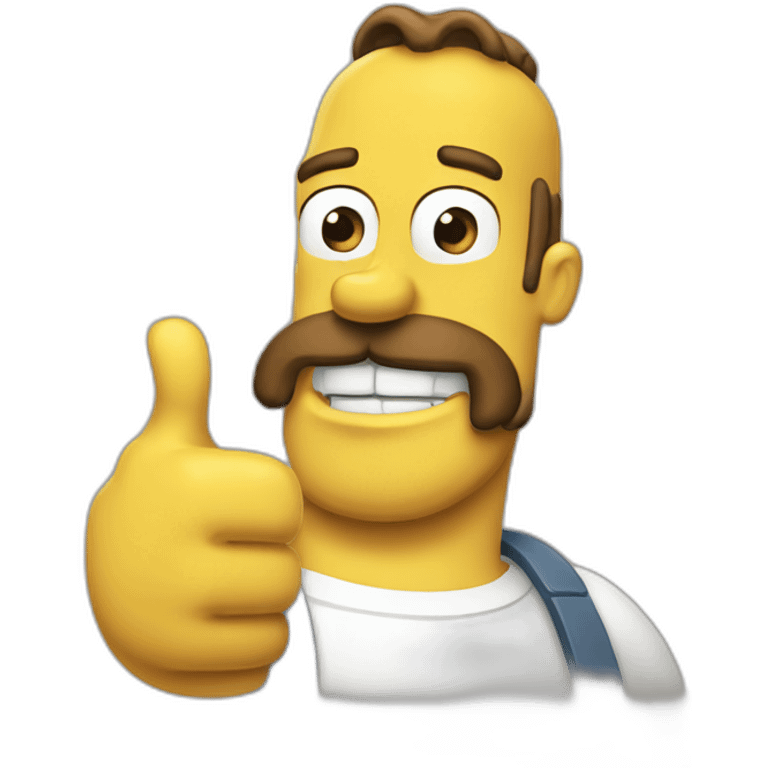 homer fat thumbs up with beard and moustaches emoji