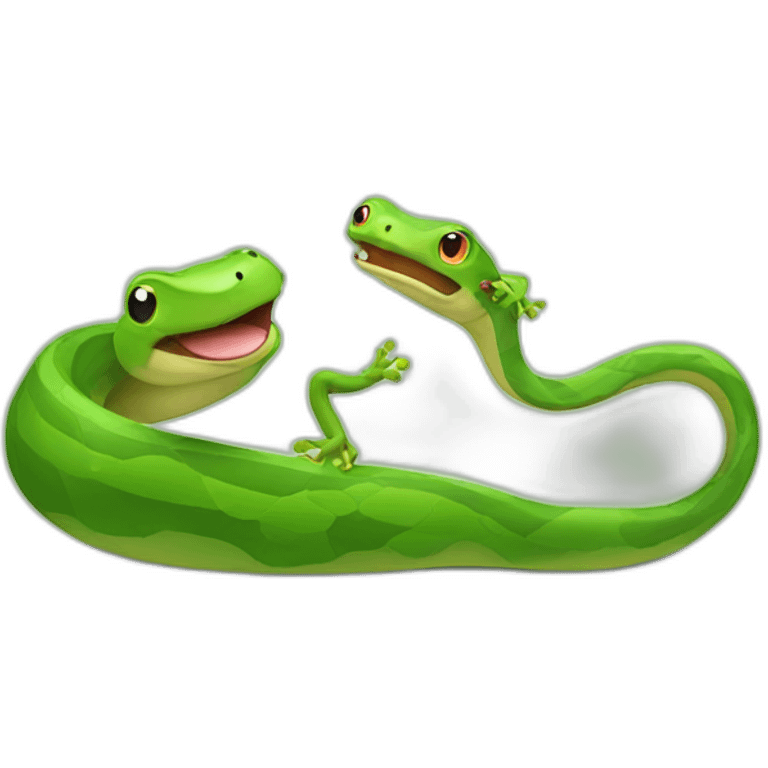 snake chasing frog emoji