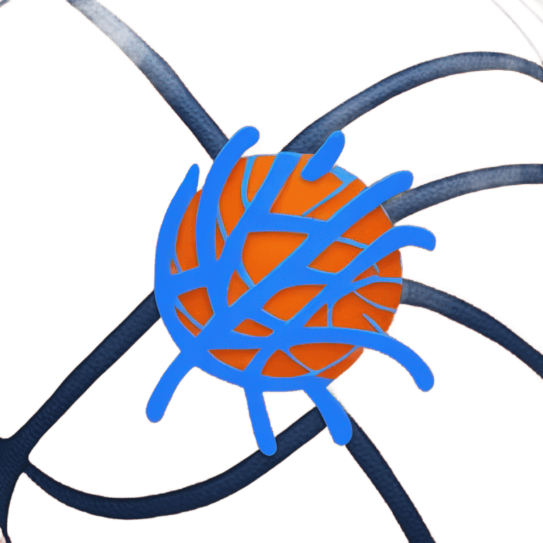 Orange and blue basketball emoji