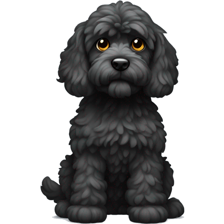 Black cockapoo full body with white flash on chest  emoji