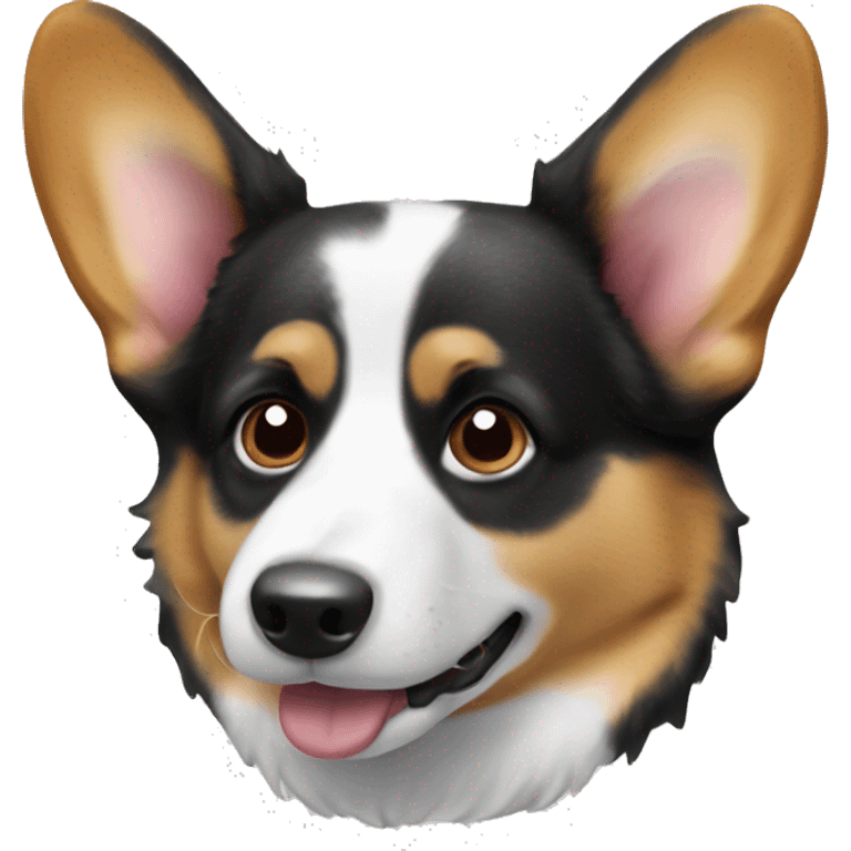 A black-and-white corgi with a merle coat. emoji