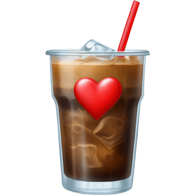 Iced coffee and red heart emoji