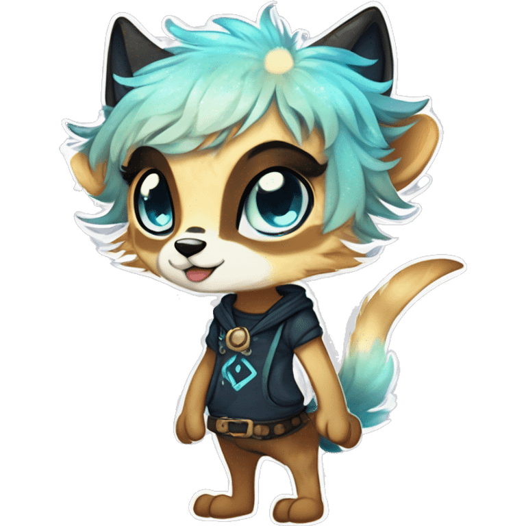 Cool cute Kawaii edgy fantasy animal sparkle fursona Fionbri by griffsnuff & LiLaiRa & Falvie full body emoji