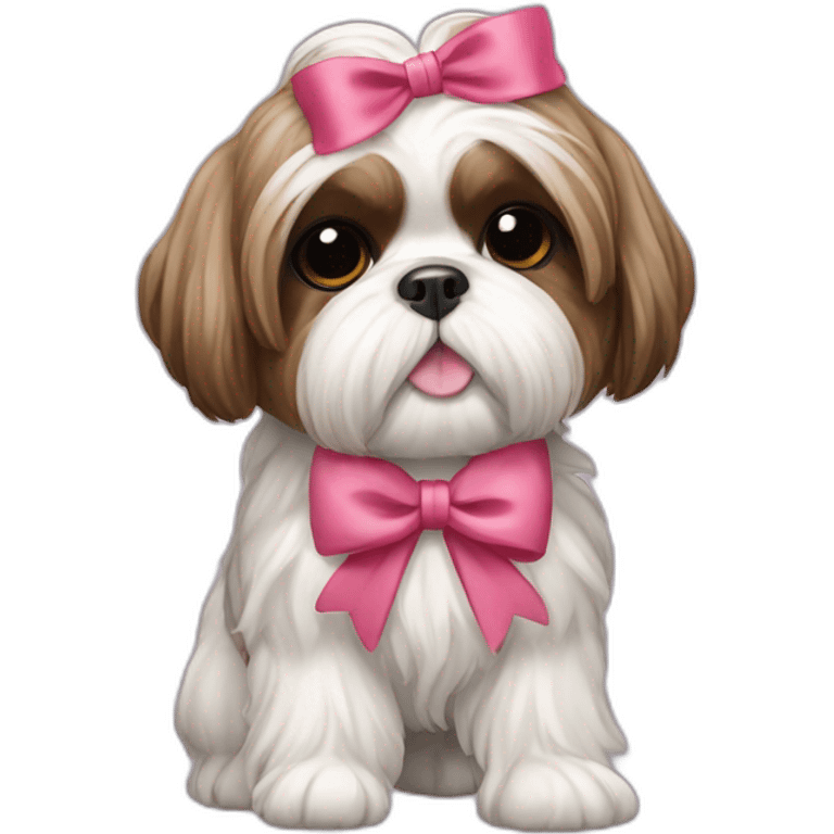 Dog Shih Tzu with a bow on his head full-body emoji