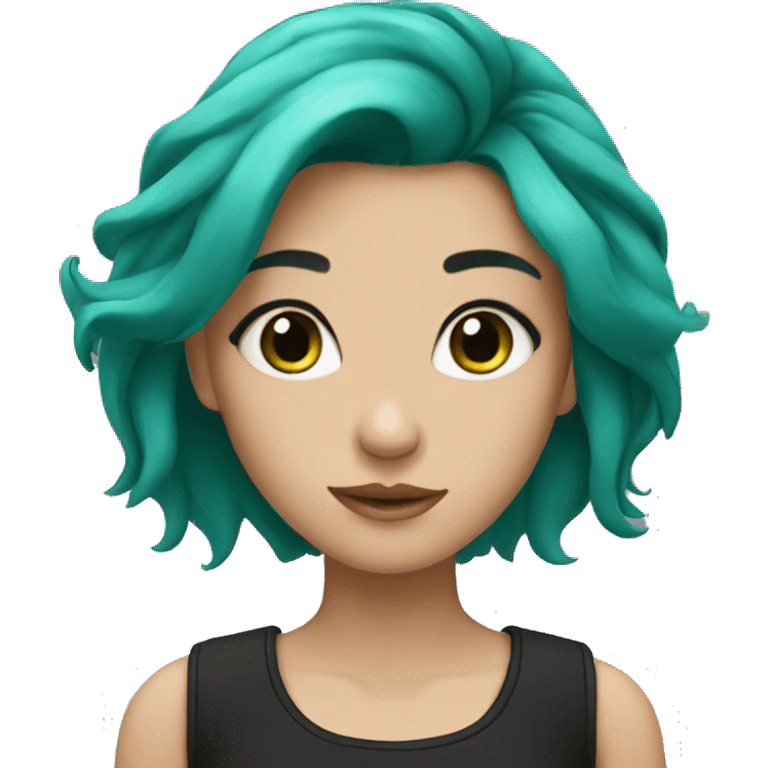 Girl with black and green hair with blue eyes  emoji