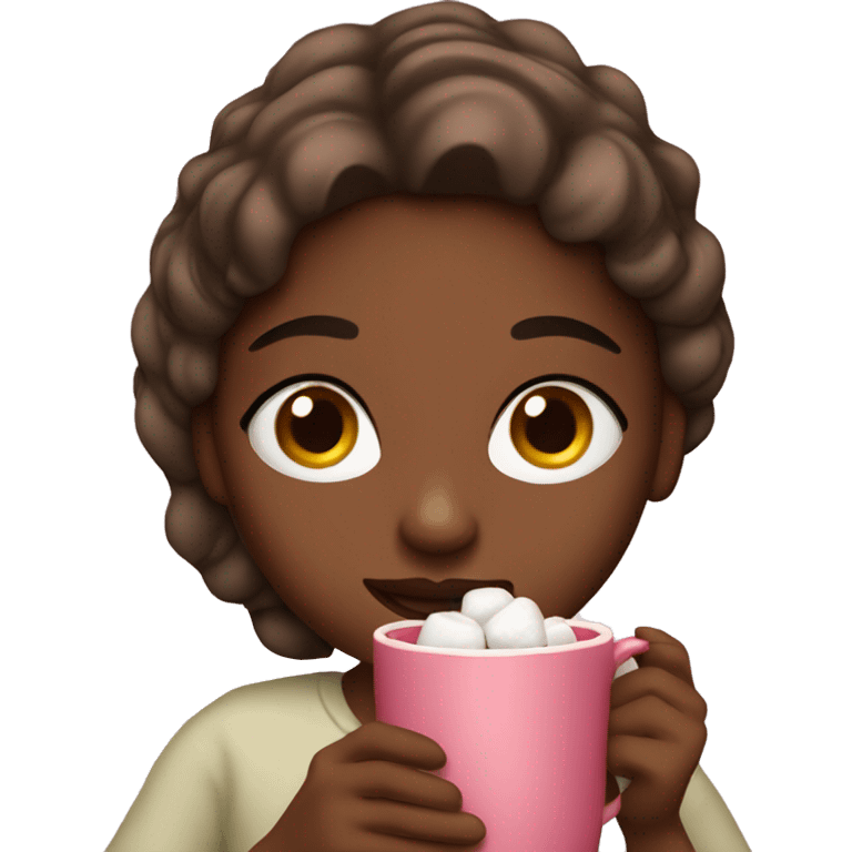 girl drinks cocoa with marshmallows emoji