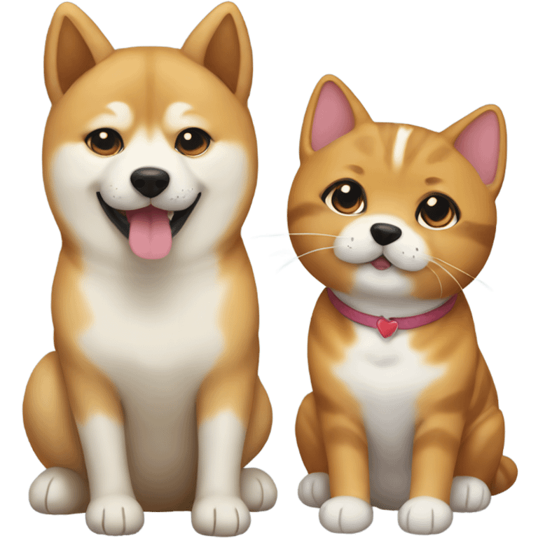 Shiba and tabby cat emoji