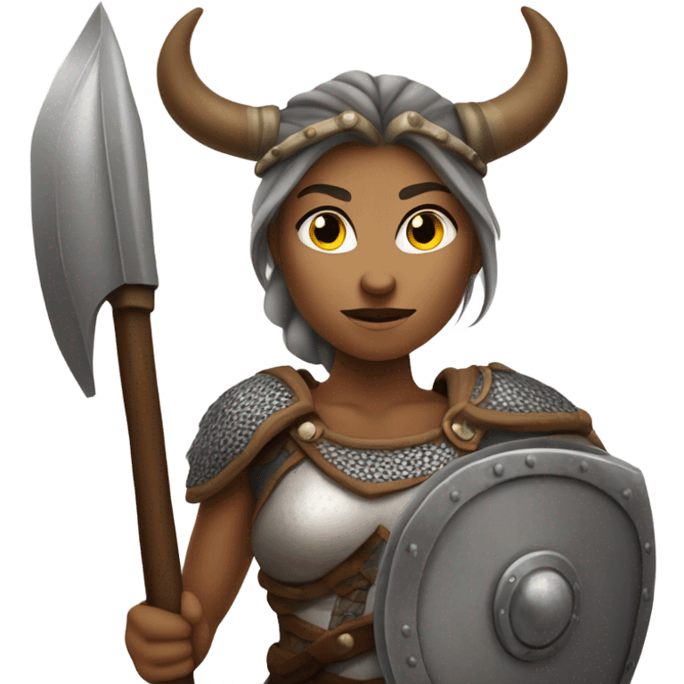 Female Viking warrior from old times taking a test  emoji