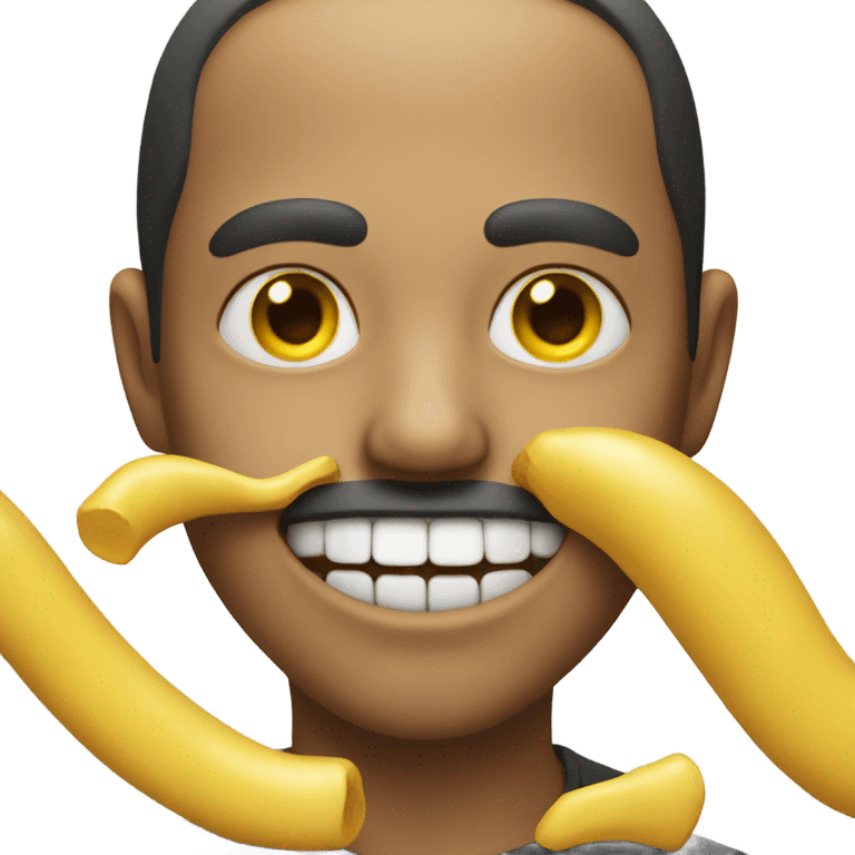 An emoji with a yellow bone in the mouth emoji