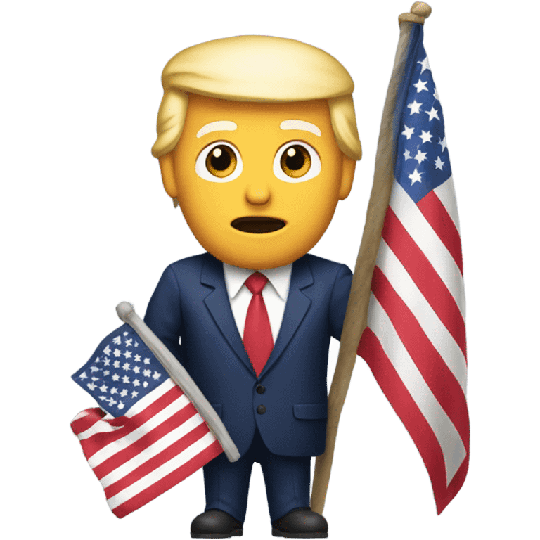 Donald trump holding a American flag emoji