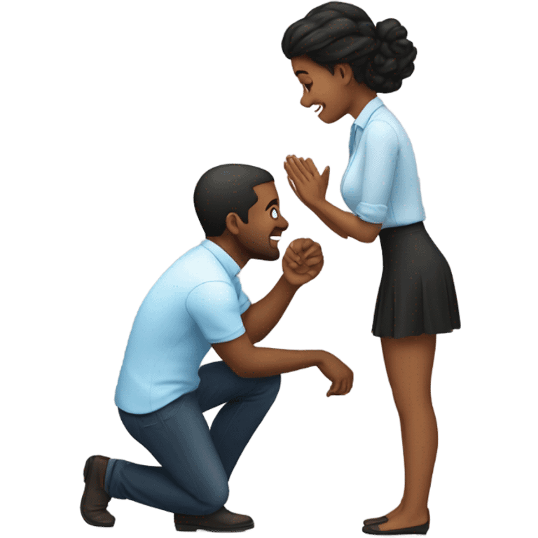 Girl on knees proposes guy  emoji