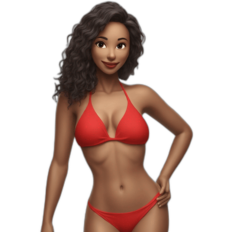 Sexy pose soft-fit woman red bikini (beach body) realism emoji