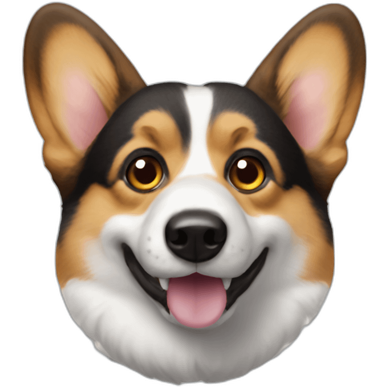 Corgi negro guiñando un ojo emoji