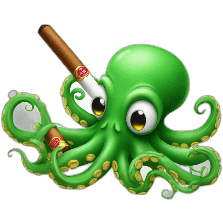 green octopus with a cigar emoji