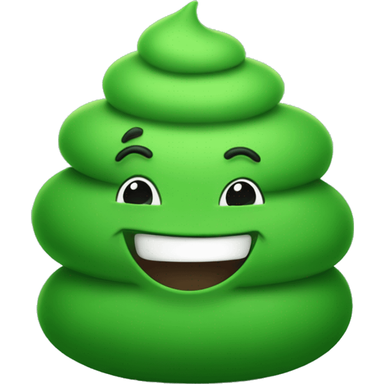 A smiling piled up green poo emoji