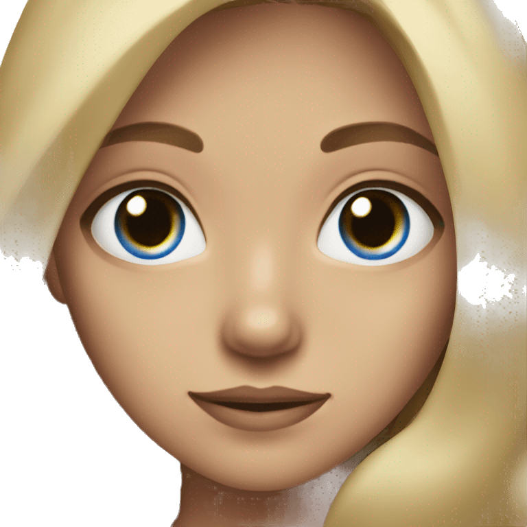 Dark blonde girl with blue eyes with poneranian emoji