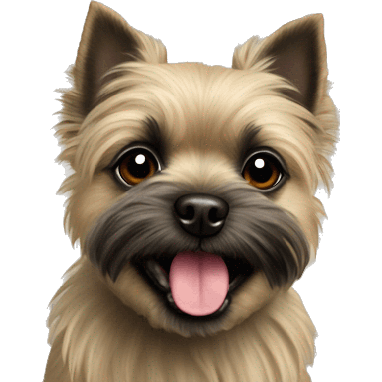 small cairn terrier dog fawn colored wire coat with a pug tail super happy  emoji