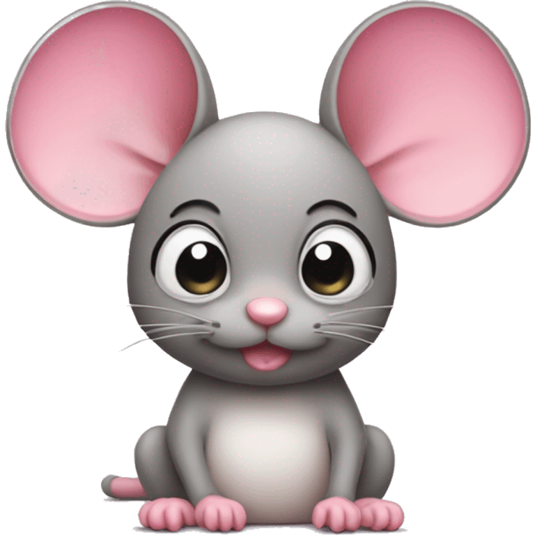 Mouse with pink bow in hair and Eyes full of pity emoji