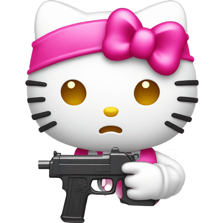 Hello kitty with pink gun emoji