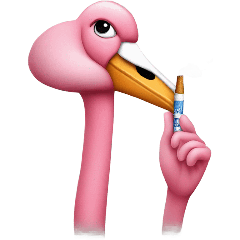 Pink flamingo is smoking a cigarette  emoji