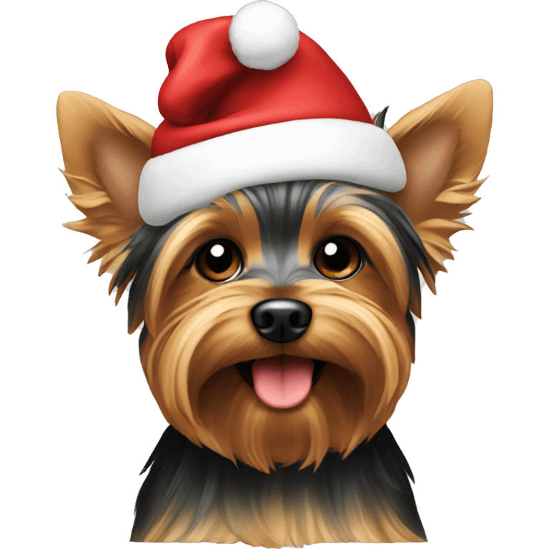 Yorkie with christmas hat emoji