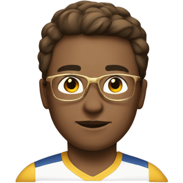 a sportif with short brown hair and gold glasses emoji