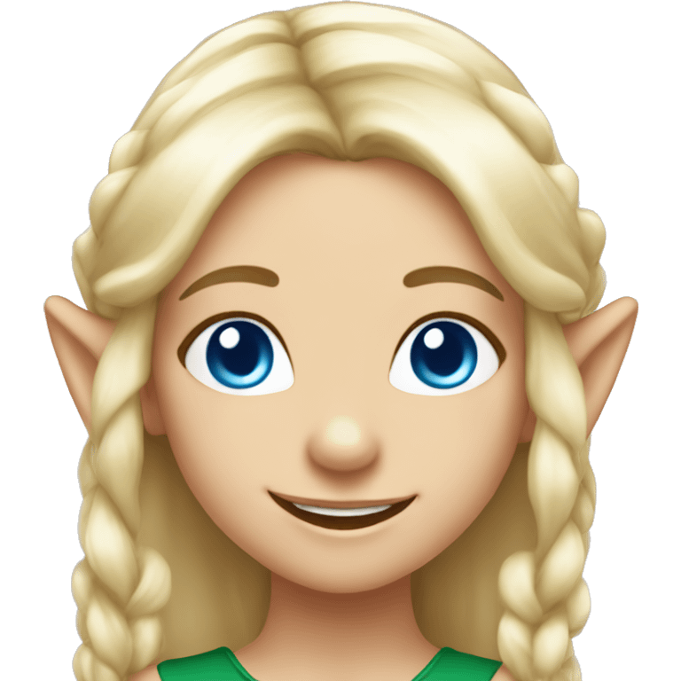 happy elf girl blond hair and blue eyes  emoji