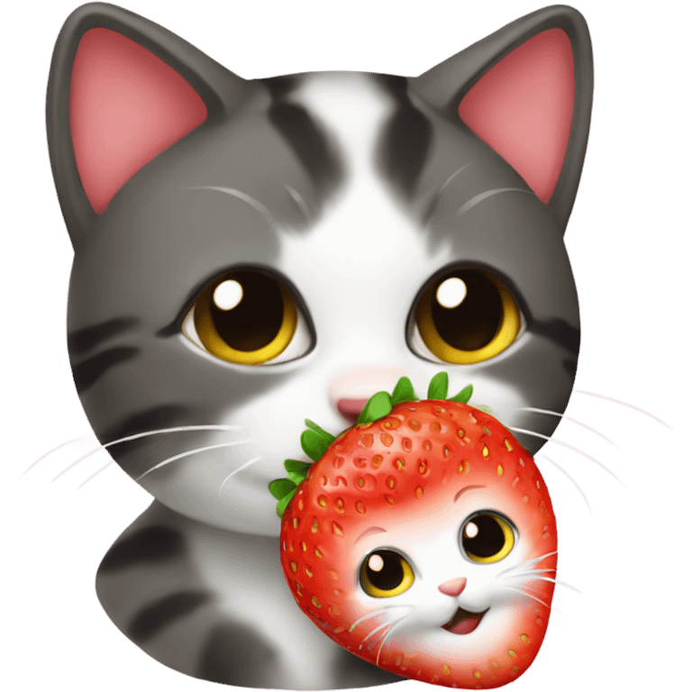 Kitty and strawberry emoji