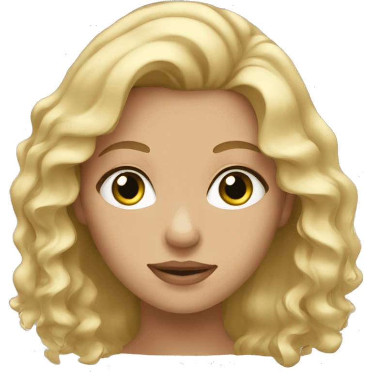 Girl with blondie wavy hair green eyes  emoji