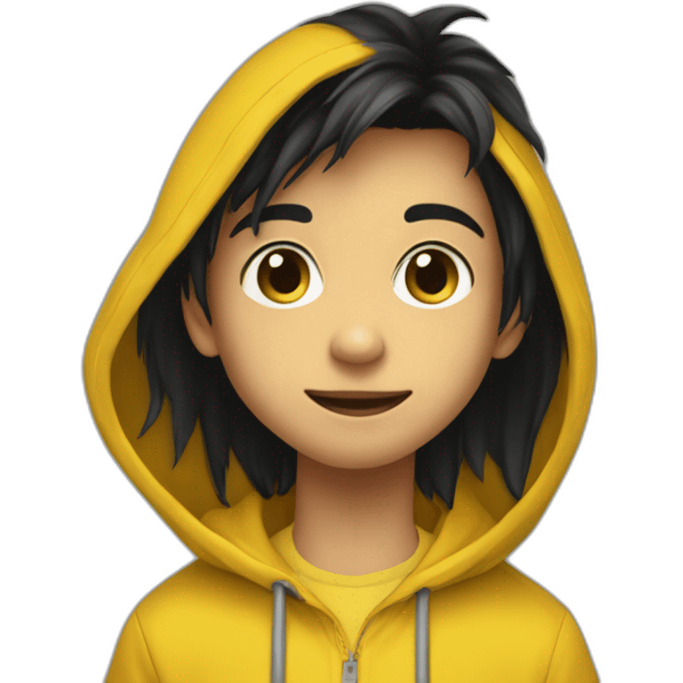 A young boy have a black hair wearing yellow hoody has a nameplate of @Champu_Editz emoji