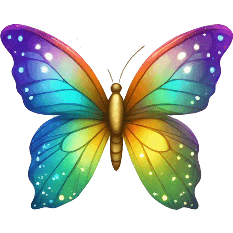 Shiny starry glossy rainbow butterfly emoji