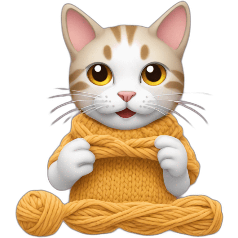 Cat knitting emoji