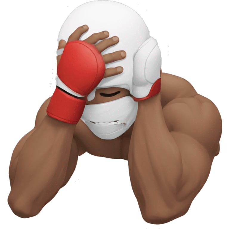 an mma fighter in pain covering his face emoji