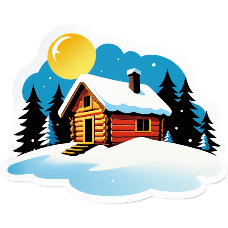 Eine Hütte im Wald mit Glasdach , Winterlandschaft, Schnee und Nordlichter am Himmel emoji