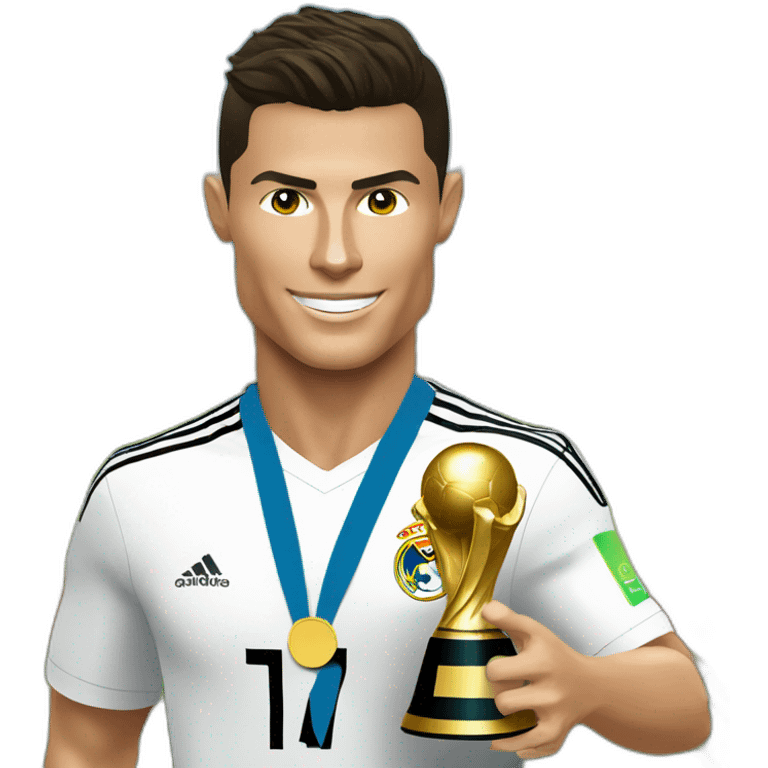 Cristiano Ronaldo con la copa del mundo emoji