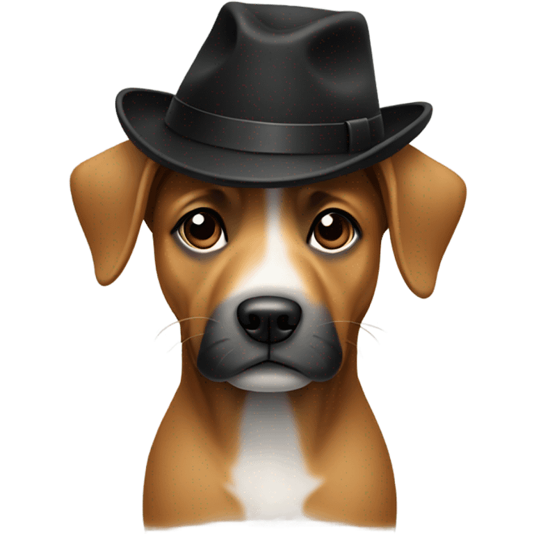 this is fine dog wearing hat plack ears emoji