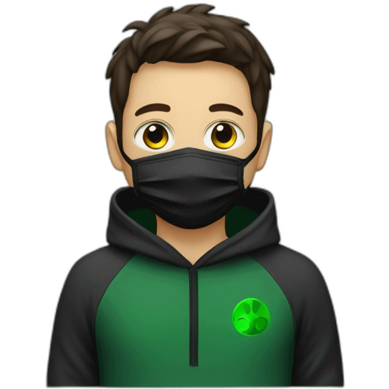 Man with green-medical-mask and black-hoody emoji