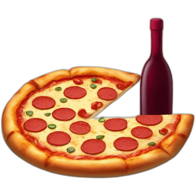 Pizza with a bottle of wine emoji