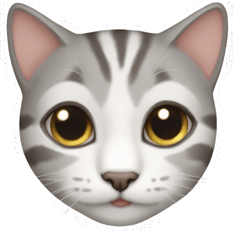 gray and white tabby cat brown eyes emoji