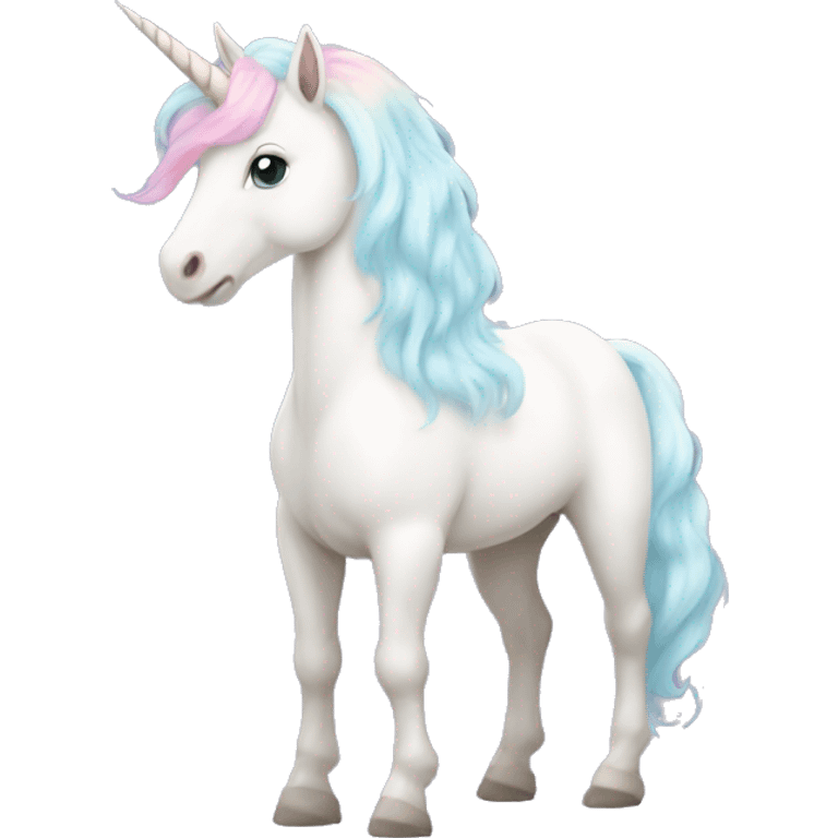 Fullbody White unicorn with pastel color mane  emoji