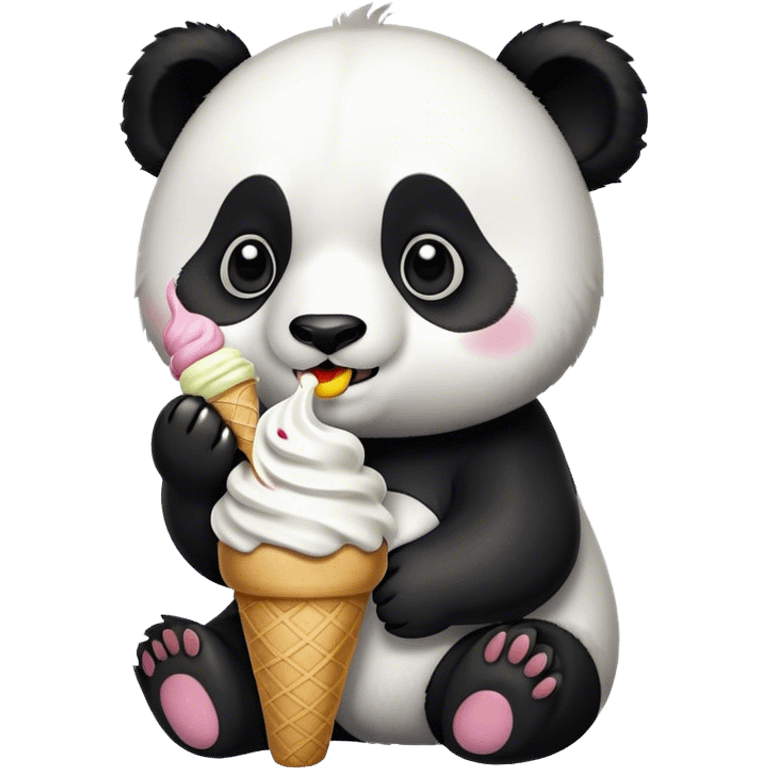 Panda eating ice cream emoji