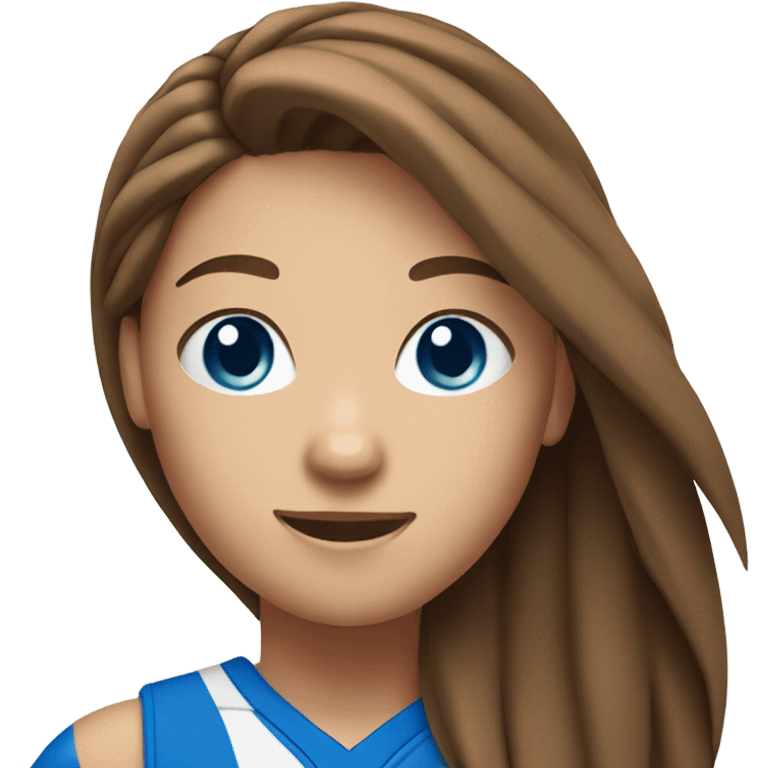 Volleyball girl with ball  and long brown hair and blue eyes  emoji