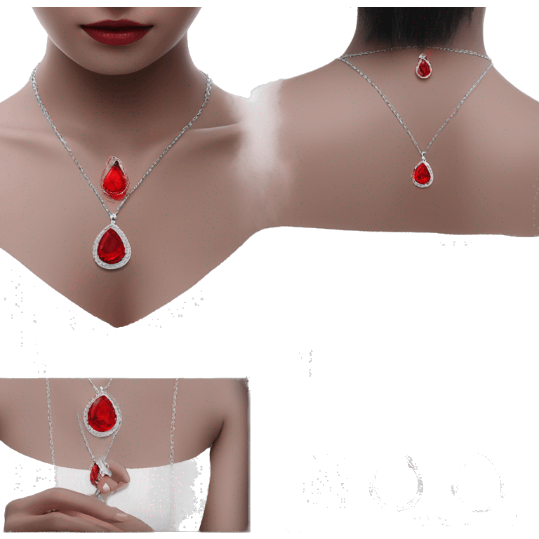 red tear ruby necklace with chain emoji floating moving flying chain  emoji