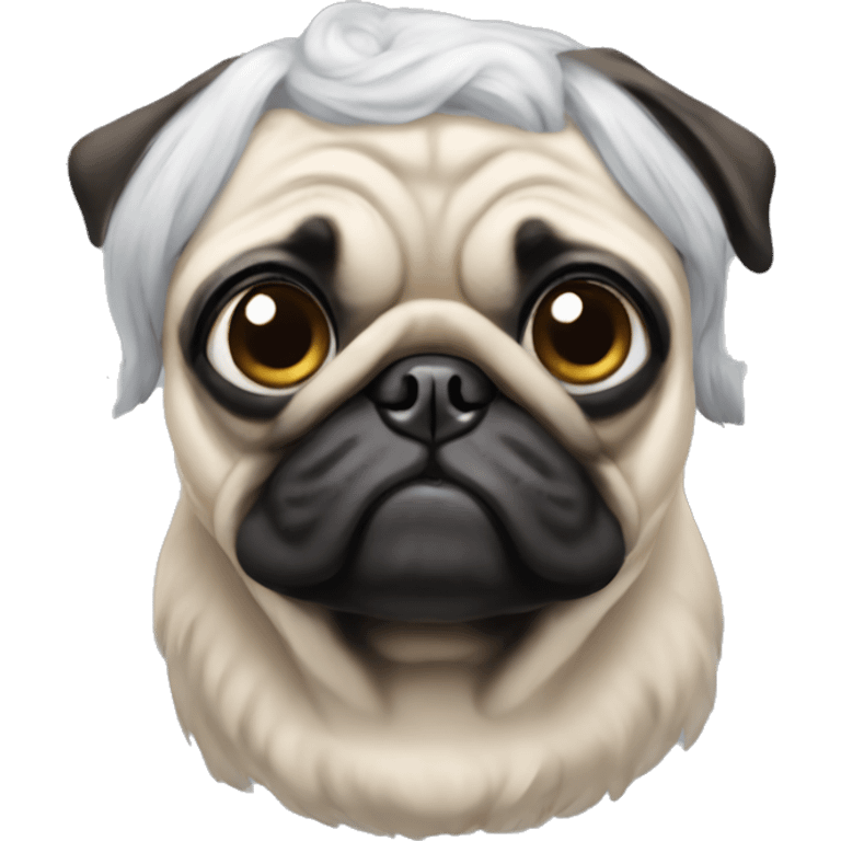 Pug wearing old lady wig emoji