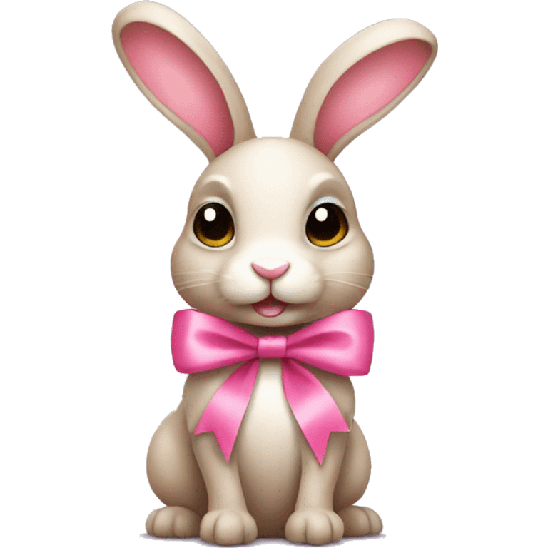 bunny with pink ribbon emoji