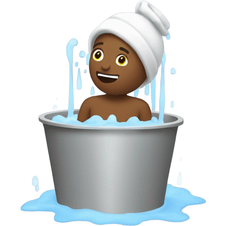 Denton style bathing with a bucket emoji