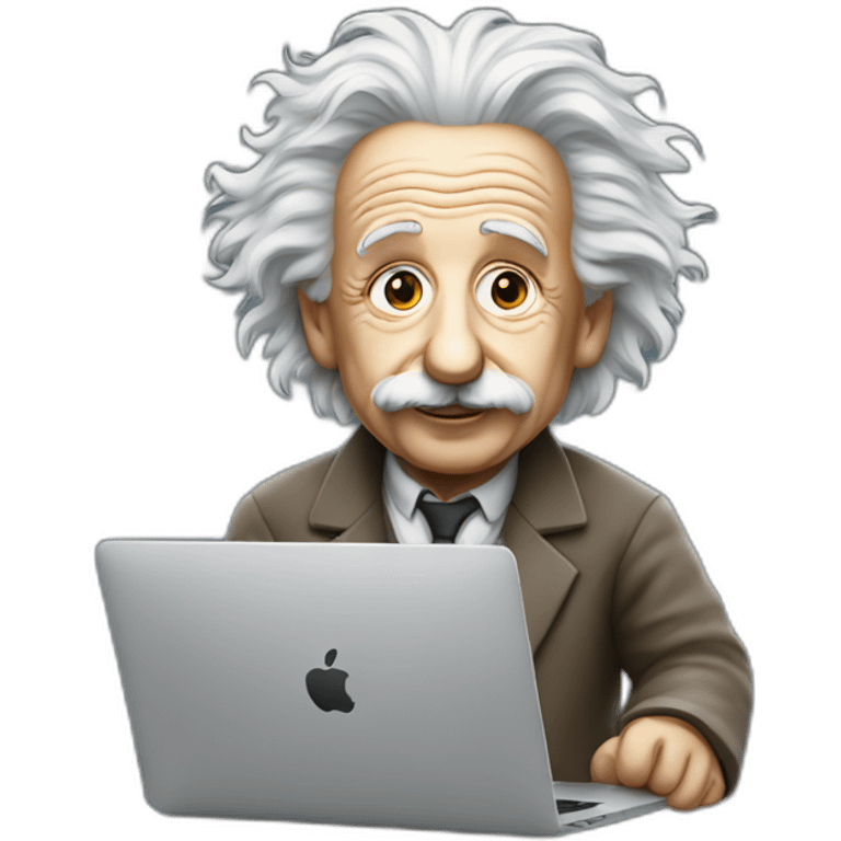 Einstein holding a MacBook Pro emoji